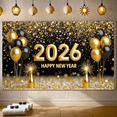 thumbnail image 1 of Night Cityscape Happy New Year Banner Glittering Fireworks Celebration Banner Festive Design for Party Decoration Holiday Event Celebration, 1 of 9
