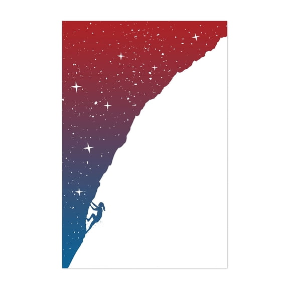 Night Climbing - Illustration Silhouette Minimalist Space Stars Abstract Night Sky Unframed Wall Art Print 5 x 7 inches