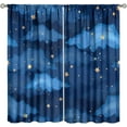 thumbnail image 1 of Night Cloud Curtains, Black Sliver White Star Dark Night Starry Sky Print for Room Window Decor, Rod Pocket Blackout Drapes for Living Room Bedroom Kitchen 2 Panel Set 42" W X 84" L, 1 of 6