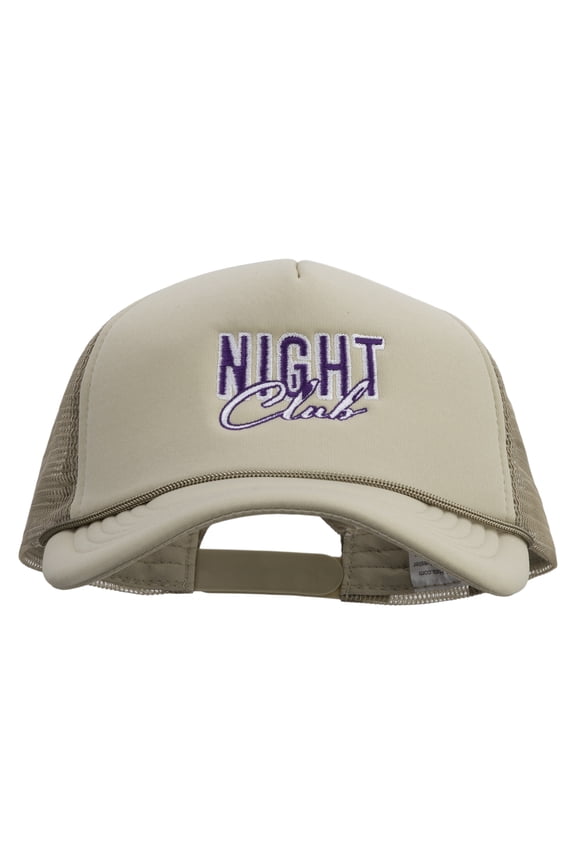 Night Club Embroidered Big Foam Mesh Truck Cap - Khaki XL-3XL