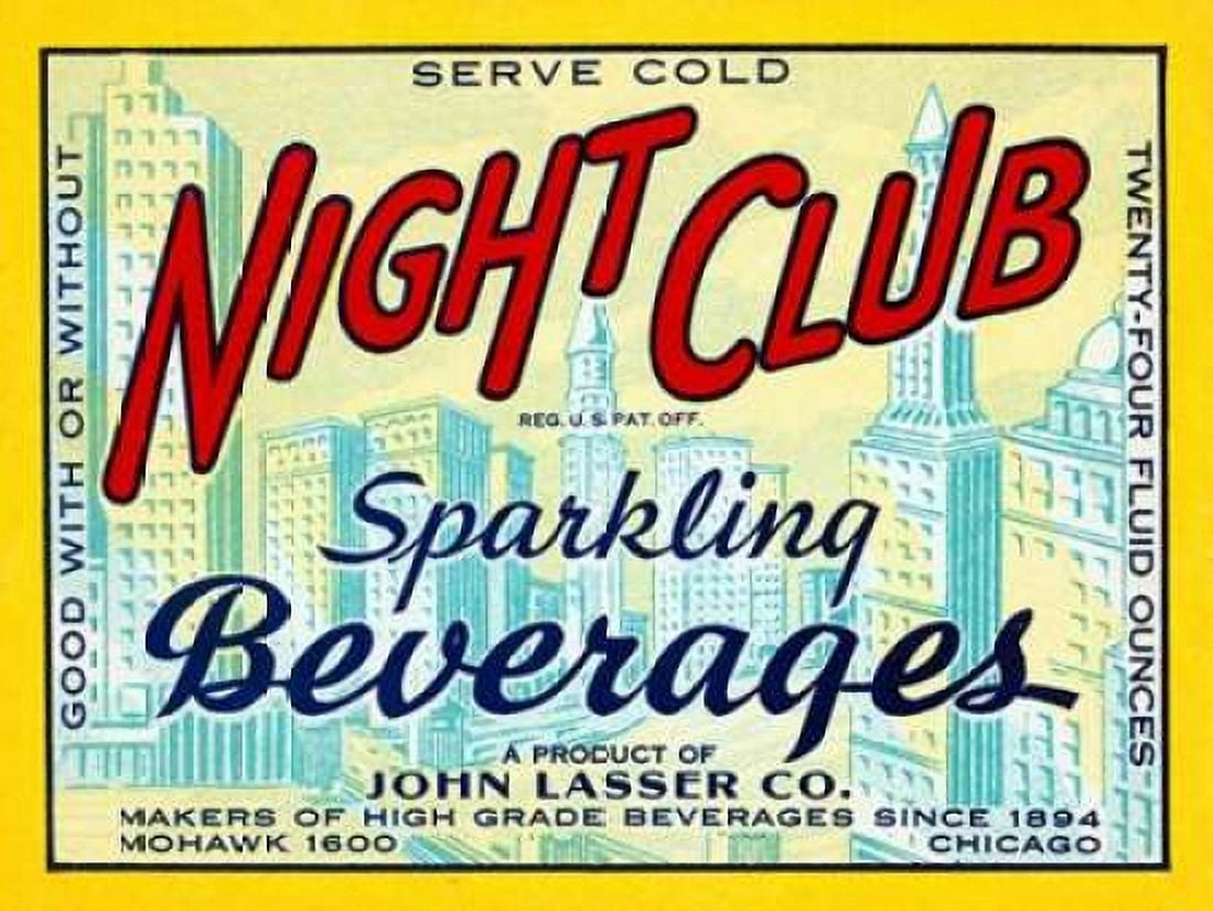 Night Club Sparkling Beverage Canvas Art - Vintage Booze Labels (18 x 24)