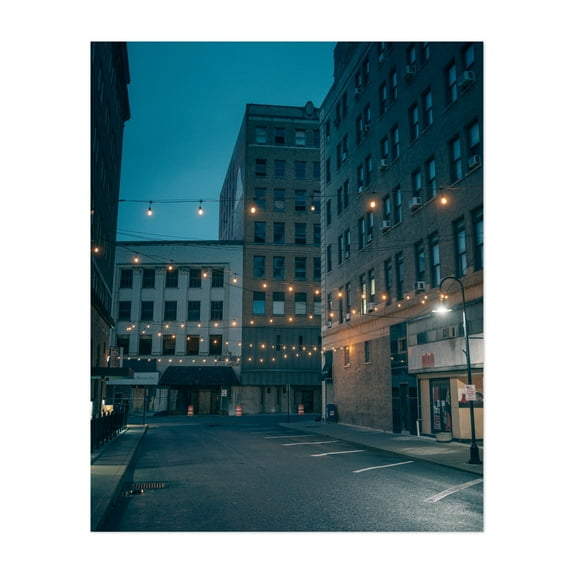 Night on Commerce Street, Bluefield - Bluefield West Virginia Photography Street Photography Cityscape Nightlife Architecture Vintage City Unframed Wall Art Print 22 x 28 inches