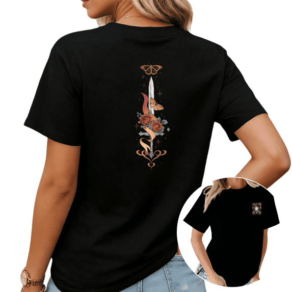 Night Court Illyrian Bat Dagger Moon Phase Graphic Tees Womans Tshirt Shirts Black White S-5XL Tops