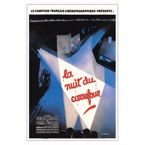 Night at the Crossroads (La Nuit du Carrefour) - Directed by Jean Renoir - Vintage French Film Movie Poster by Jean Betrand c.1930 - Master Art Print (Unframed) 12in x 18in