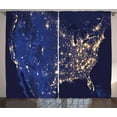 thumbnail image 1 of Ambesonne Night Curtains 2 Panel Set, America Continent Space, 108" x 90", Mustard Navy Blue, 1 of 3