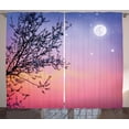 thumbnail image 1 of Ambesonne Night Curtains 2 Panel Set, Dreamy Sky Spring Tree, 108" x 84", Blue Pale Pink Black, 1 of 3
