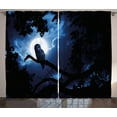 thumbnail image 1 of Ambesonne Night Curtains 2 Panel Set, Quite Woodland Full Moon, 108" x 108", Black Blue White, 1 of 3