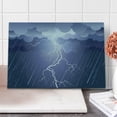 thumbnail image 1 of Night Cutting Board, Lightning Strike Thunderstorm in the Air at Dark Night Rainy Electric Force Bolts Image, Decorative Tempered Glass Cutting and Serving Board, Large Size, Blue, by Ambesonne, 1 of 1