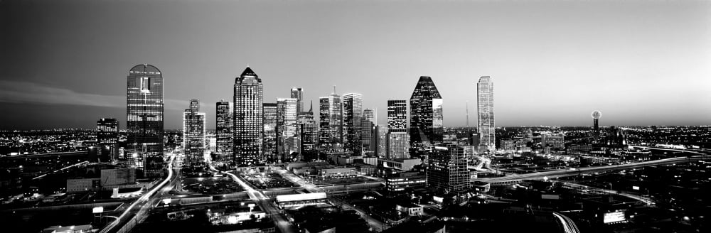 Night Dallas Texas USA Canvas Art - Panoramic Images (12 x 36)