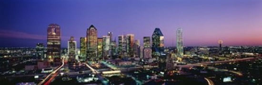 Night Dallas Texas USA Canvas Art - Panoramic Images (18 x 6)