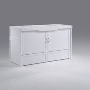 Night & Day Furniture Cube Cabinet Murphy Chest BedWith 6 Inch Memory Foam Mattress Queen, Hickory Oak