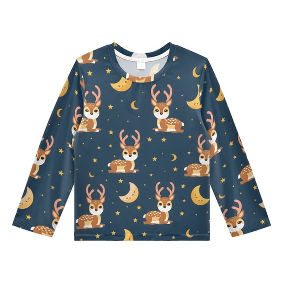 Night Dee Moon Pattern Boys' Rash Guard Shirts UPF 50 Plus Sun Protection Short Sleeve Swim Tees 4T