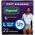 thumbnail image 1 of Night Defense Incontinence Disposable Underwear for Men - Overnight Absorbency, 1 of 8