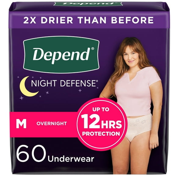 Night Defense Women's Night Incontinence Underwear - M - 60ct