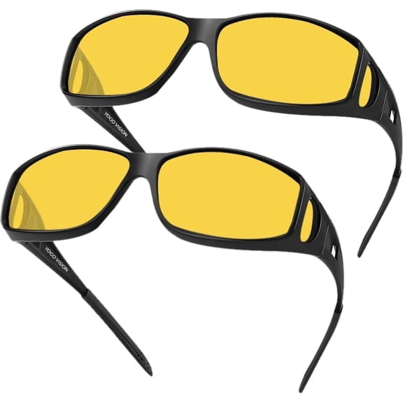 Night Driving Glasses Anti Glare Night Vision Yellow Tint Glare Reducing Fit Over Sunglasses Men Women