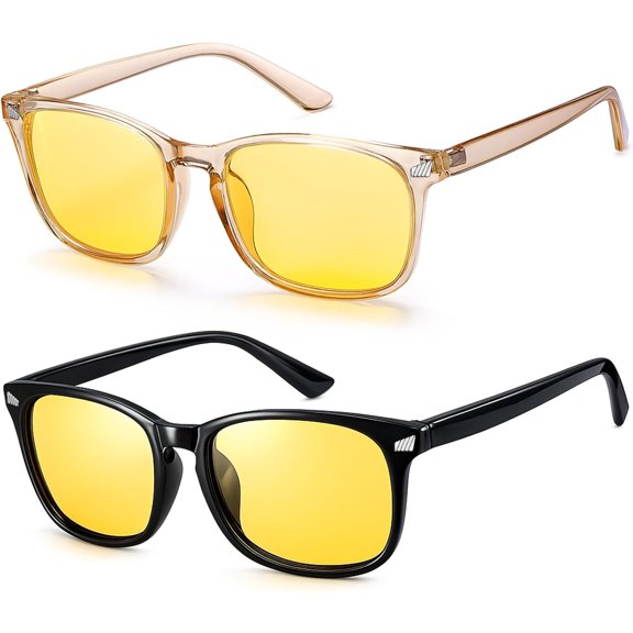 Night Driving Glasses - Yellow Lens Night Vision for Foggy Rainy Weather, Day & Night Use