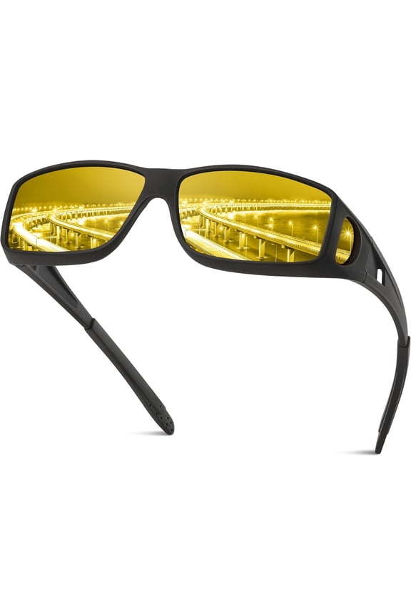 Night Driving Glasses for Men Women, Night Vision Glasses Fit Over Glasses Sunglasses Anti Glare Polarized HD