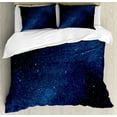 thumbnail image 1 of Night Duvet Cover Set Queen Size, Space with Billion Stars Inspiring View Nebula Galaxy Cosmos Infinite Universe, Decorative 3 Piece Bedding Set with 2 Pillow Shams, Dark Blue White, by Ambesonne, 1 of 3