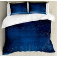 thumbnail image 1 of Night Duvet Cover Set, Winter Wonderland at Night Snowy Woodland Forest Nature Scenery, Decorative 3 Piece Bedding Set with 2 Pillow Shams, King Size, Blue Indigo, by Ambesonne, 1 of 3