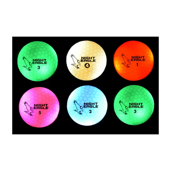 Night Eagle CV LED Golf Balls - Light Activated - No Timer - 6 Pack