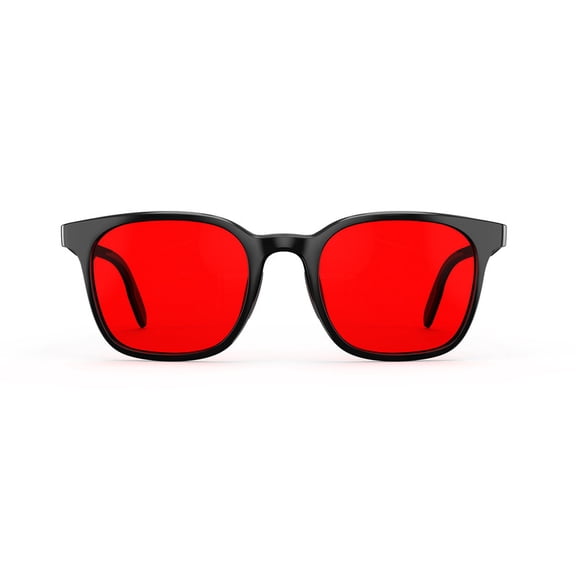 Night Ease Rounded Square Red Tinted Glasses for Sleep – Black