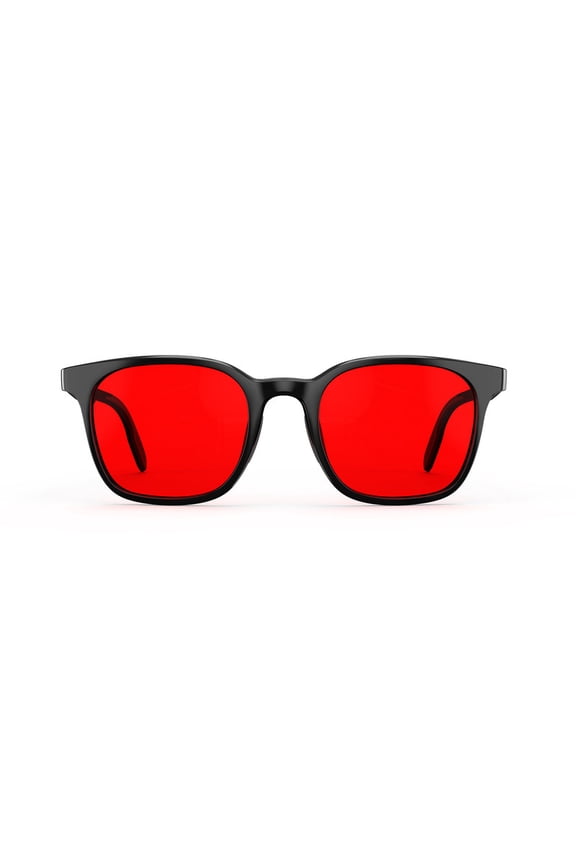 Night Ease Rounded Square Red Tinted Glasses for Sleep – Black