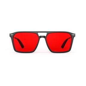 Night Ease Square Aviator Red Lens Glasses for Night – Black Gunmetal