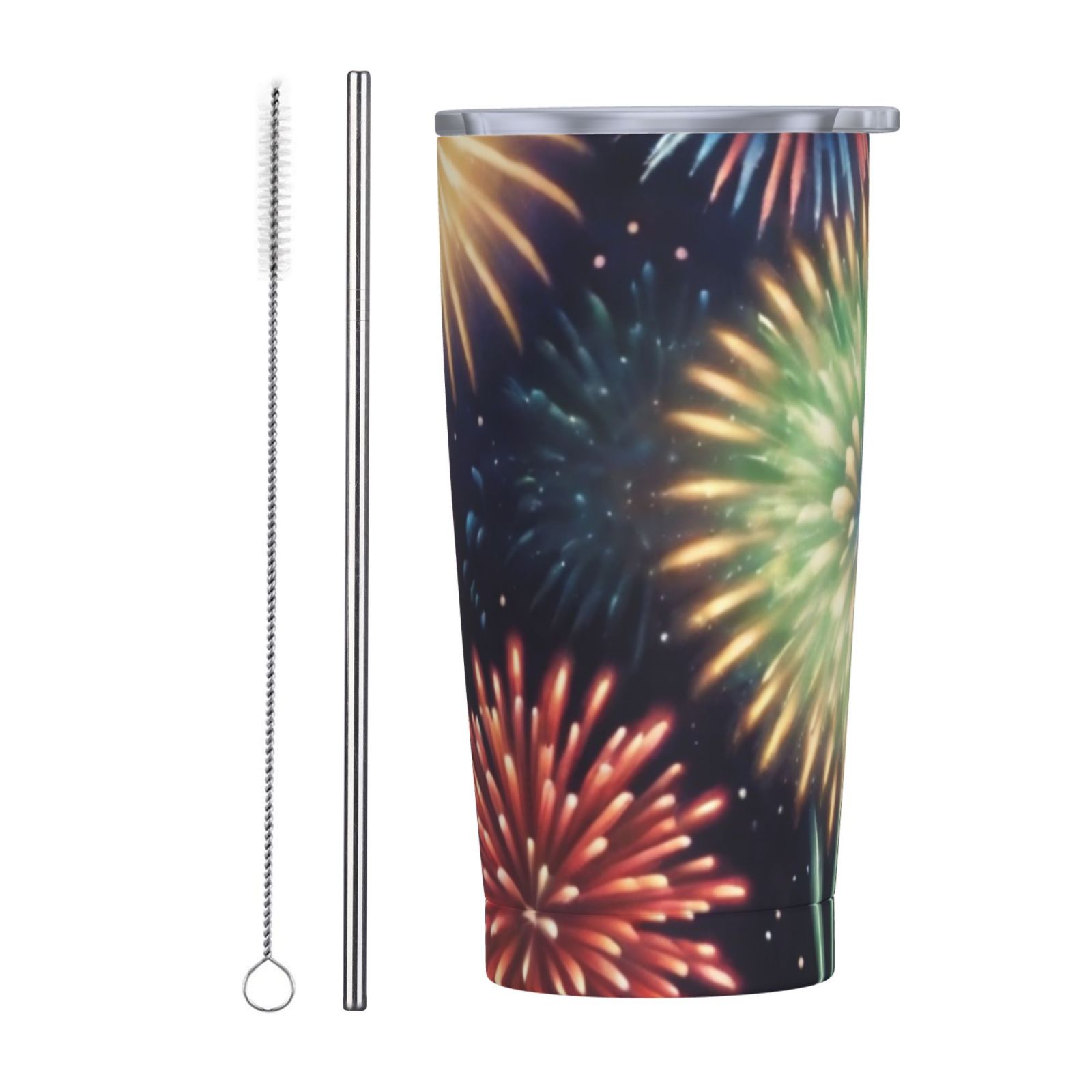 Night : Explosive Fireworks 20 Oz Stainless Steel Insulated Cup With 