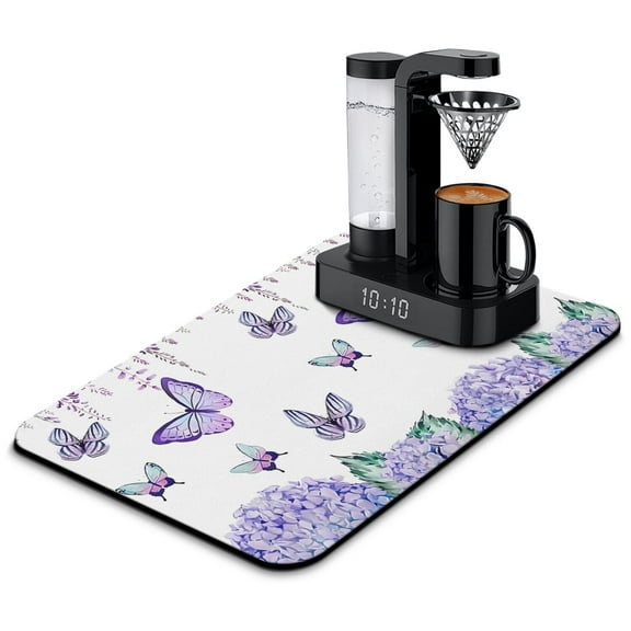 Night Fantasy Coffee Mat Butterfly & Constellation Design Quick-Dry Non-Slip Kitchen Counter Protector