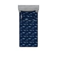 thumbnail image 1 of Night Fitted Sheet & Pillow Sham Set, Japanese Style Swirly Clouds and Stars Sleep Time Repeated Pattern, Decorative Printed 2 Piece Bedding Decor, Twinxl, Dark Sky Blue and Yellow, by Ambesonne, 1 of 1