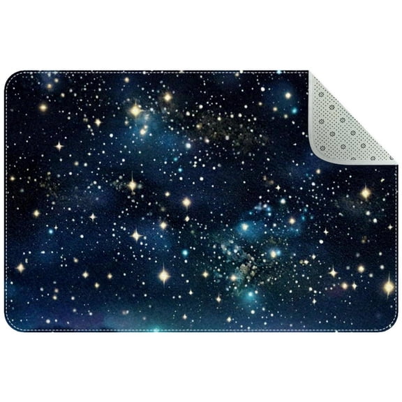 Night Galaxy Sky Constellation Small Area Rug, Non-Slip Door Mat Indoor Floor Mat, Washable Kitchen Rug Entrance Door Mat for Bedroom Living Room