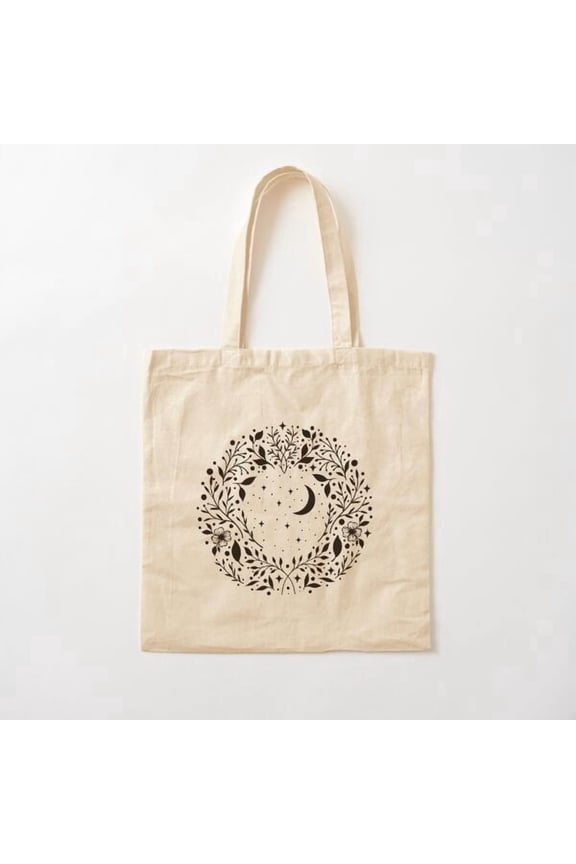 Night Garden Circle Canvas Tote Bags, Reusable Shopping Bag