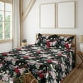thumbnail image 1 of Ambesonne Night Garden Fitted & Flat Sheet with Shams 4 Pcs Set, Dreamy rose Flowers, Queen, Jade Green and Dark Pink, 1 of 5