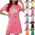 thumbnail image 1 of Night Gown Ladies Sleep Dress Sleepwear for Women Chemise Women's Oversized Short Nightgown Fashion Chest Print Short Sleeve Nightdress Pink Xl, 1 of 2