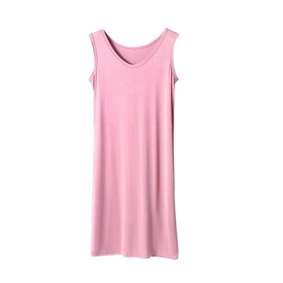 Night Gown for Women Soft Comfortable New Plus Size Tank Dresses for Women Summer Casual Sleeveless Nightgowns Sleepshirts Soft Comfy Sleepwear Nightdress Pinky 3XL