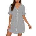 thumbnail image 1 of Night Gowns for Adult Women Collared Button UP Pajamas Short Ruffle Sleeve Solid Color Lounge Cute Comfortable Soft Short Sleepshirts, 1 of 6