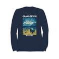 thumbnail image 1 of Night Grand Teton Bison Graphic Men's Navy Sweatshirt, 1 of 3