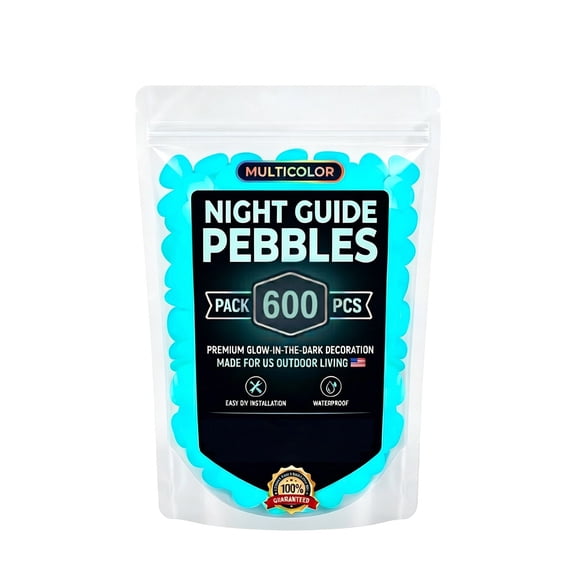 Night Guide Luminous Pebbles,Rainbow Glow in the Dark Stepping Outdoor Luminous Stones for Glow in the Dark Walkways, Artificial Landscape Rocks for Walkway Stepping Stone Paths (600, Blue)