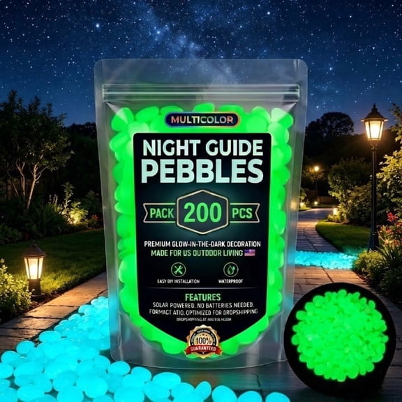 Night Guide Pebbles, Glow in the Dark Garden Stones for Backyard Pool Decor (200-1000 Pcs)
