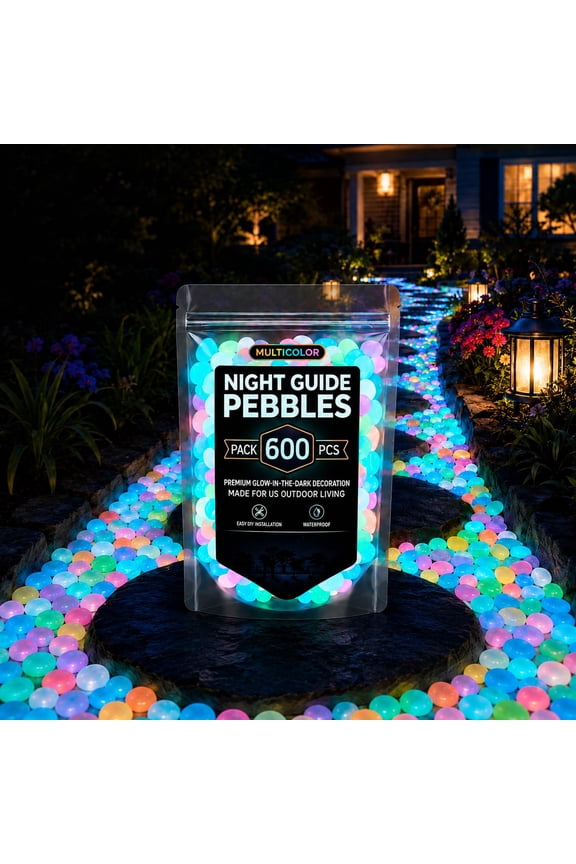 Night Guide Pebbles Solar, Colorful Glow-in-the-Dark Garden Stones, Rainbow Luminous Outdoor Landscaping Rocks, Stepping Stones for Yard, Patio, Aquarium, Fish Tank Decor