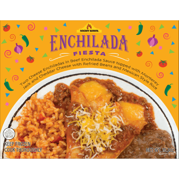 Night Hawk Enchilada Fiesta Cheese Enchilada with Rice and Beans Meal, 10.3 oz ( Regular Frozen)