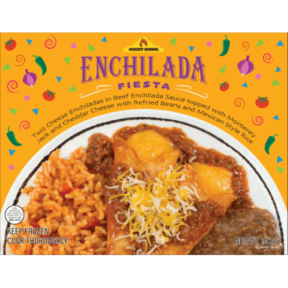 Night Hawk Enchilada Fiesta Cheese Enchilada with Rice and Beans Meal, 10.3 oz ( Regular Frozen)