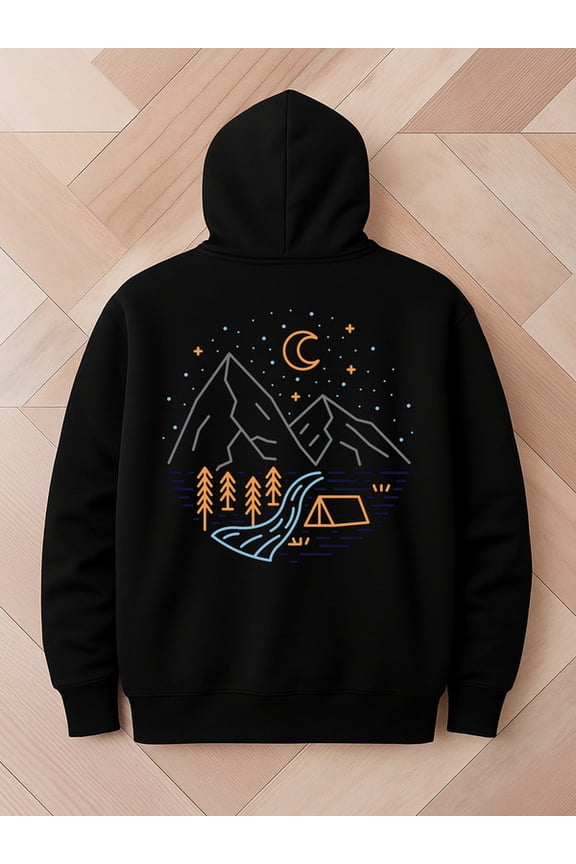 Night Hike hoodies Camping for men polyester black Hip-Hop Streetwear comfortable christian gift high quality streetwear autumn halloween gift beer guys Unique Design Unisex hoodie