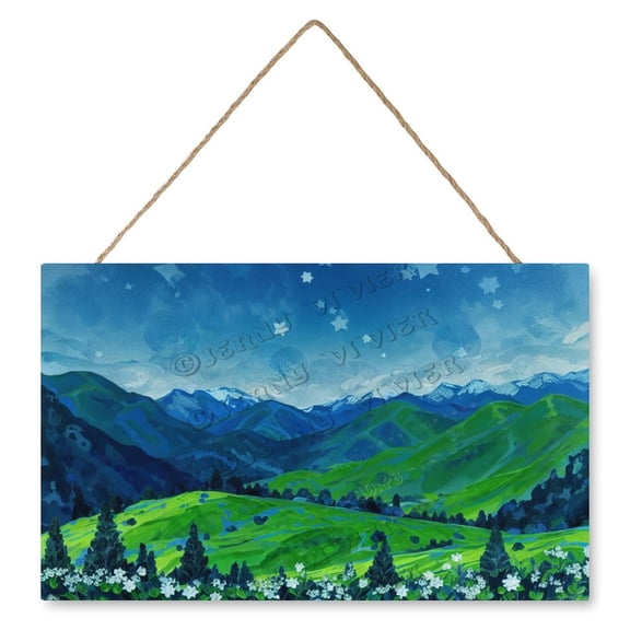 Night Hill Wood Wall Art Nature Wall Decor Wall Hanging and Tabletop Display,Perfect for Rustic Home & Office Decor 10x16 IN