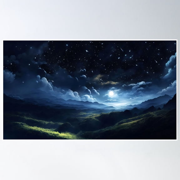 Night Hills #2 Poster Wall Art, Modern Wall Decor, 8x12 UNFRAMED