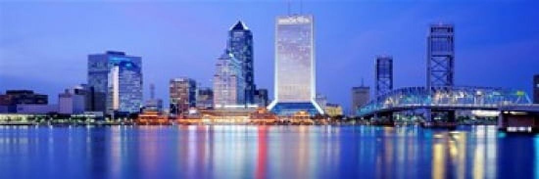 Night Jacksonville Florida USA Canvas Art - Panoramic Images (18 x 6)