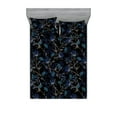 thumbnail image 1 of Night Jungle Fitted Sheet & Pillow Sham Set, Dreamy Nostalgic Flowers Boho Pattern and Branches Art Print, Decorative Printed 3 Piece Bedding Decor, Full, Dark Indigo and Pale Camel, by Ambesonne, 1 of 2