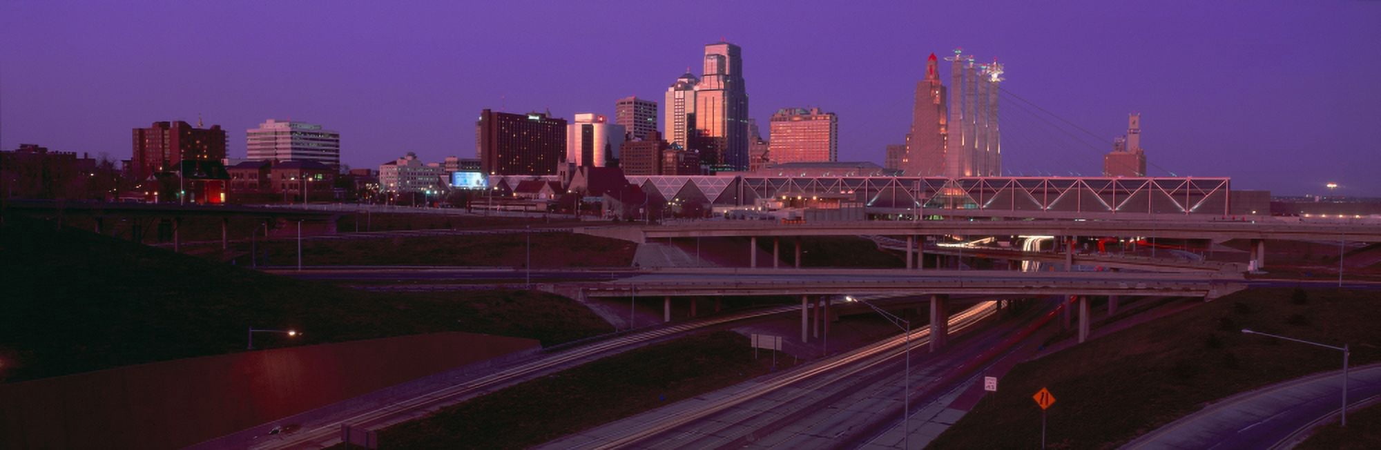 Night Kansas City Missouri Canvas Art - Panoramic Images (36 x 12)