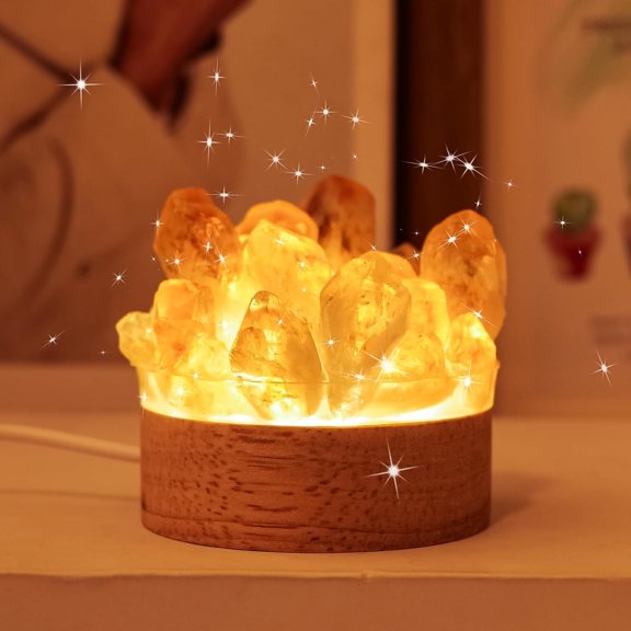 Night Lamp Bedroom Bedside Sleep Night Light Citrine    Quartz Light Ambient Light USB  Night Decorations Desktop Ornament for  Decor