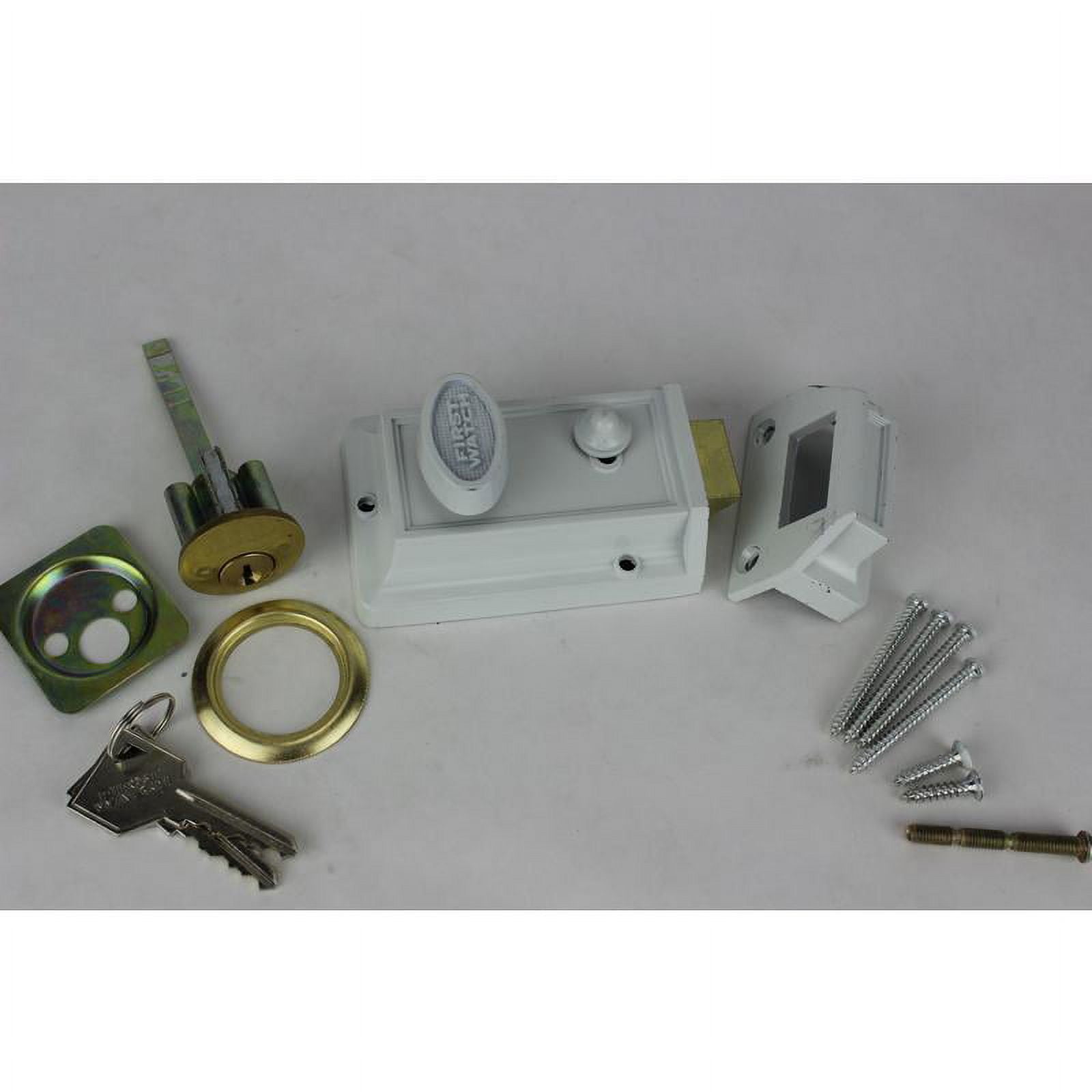 Night Latch And Locking First Watch Door Guards 1106 White Solid Brass